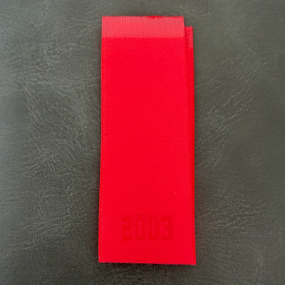 Jacquard woven label LBL 0038 14 x 2.5 cm – neon design with embossed letters, soft premium style, with logo