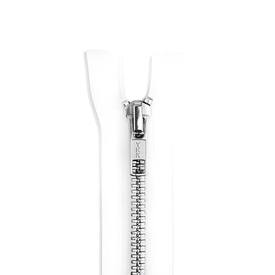 Cerniera lampo in metallo non divisibile bianca / denti argentati T5 PMZ0001