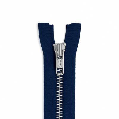 Non-separable metal zipper dark blue / silver teeth T5 PMZ0007