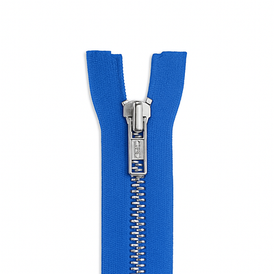 Metal zipper non-separable blue / silver teeth T5 PMZ0006