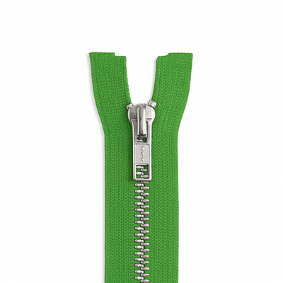 Non-separable metal zipper green / silver teeth T5 PMZ0009