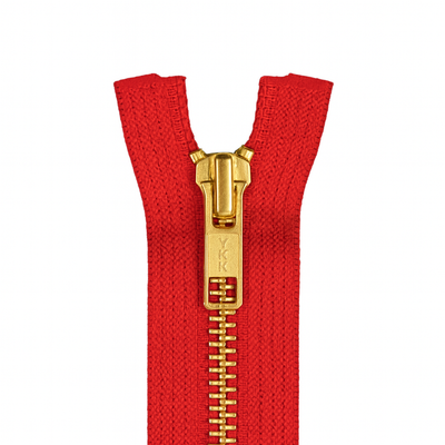 Metal zipper non-separable red / gold teeth T5 PMZ1005