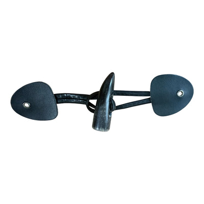 Set of horn buttons made of natural buffalo horn ECOP 14610 – Black with leather accessory