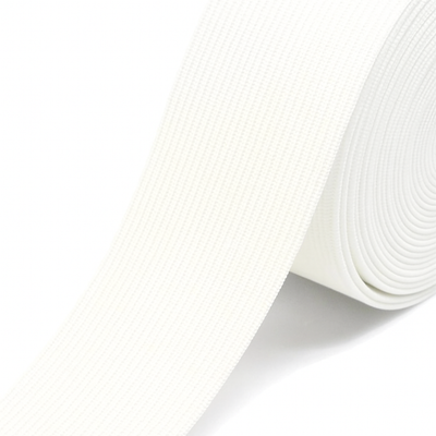 White knitted elastic band PEL 1001, 25 m roll