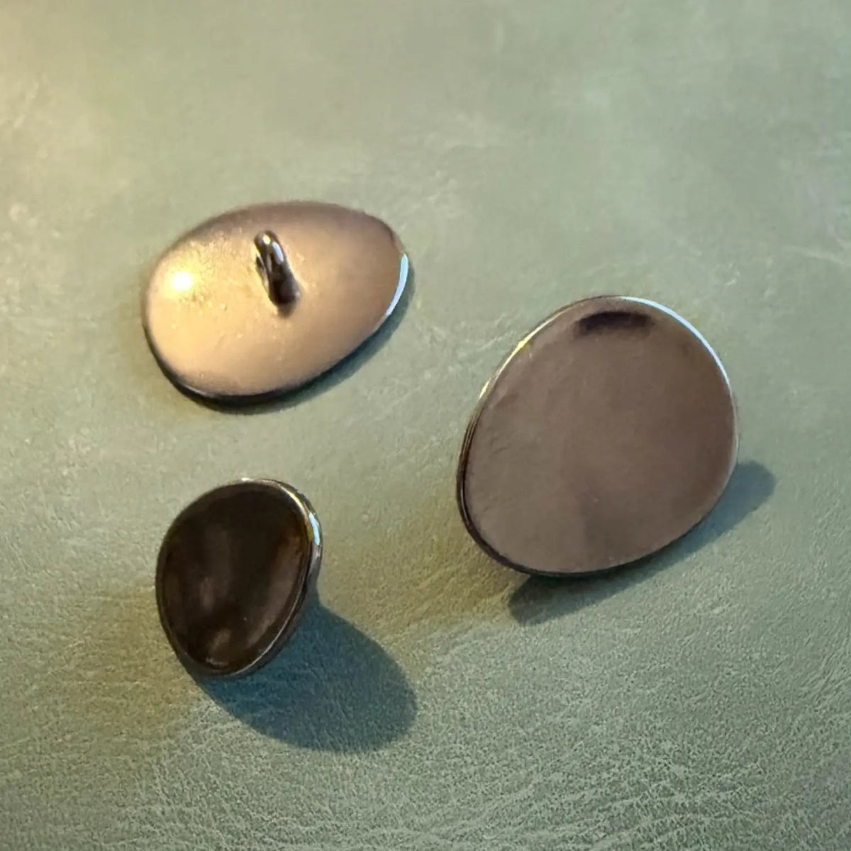 E-2075 Gun Metal Buttons 15 mm and 22 mm – Oval Shank Buttons, Luxury Design