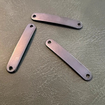 Metal labels E-2222 Gun Metal 3 x 0.5 cm – With rounded edges, for laser branding
