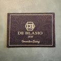 Jacquard woven label LBL 0026 7 x 5 cm – soft brown style, premium design, with logo