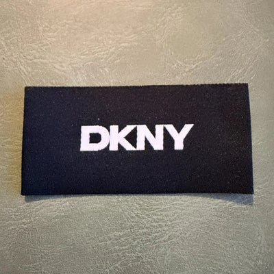 Jacquard woven label LBL 0030 6 x 3 cm – black style with white letters, soft premium design, with logo