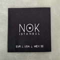 Jacquard woven label LBL 0035 5 x 5 cm – black with white letters, woven letters, soft premium design, with logo – 3 cm