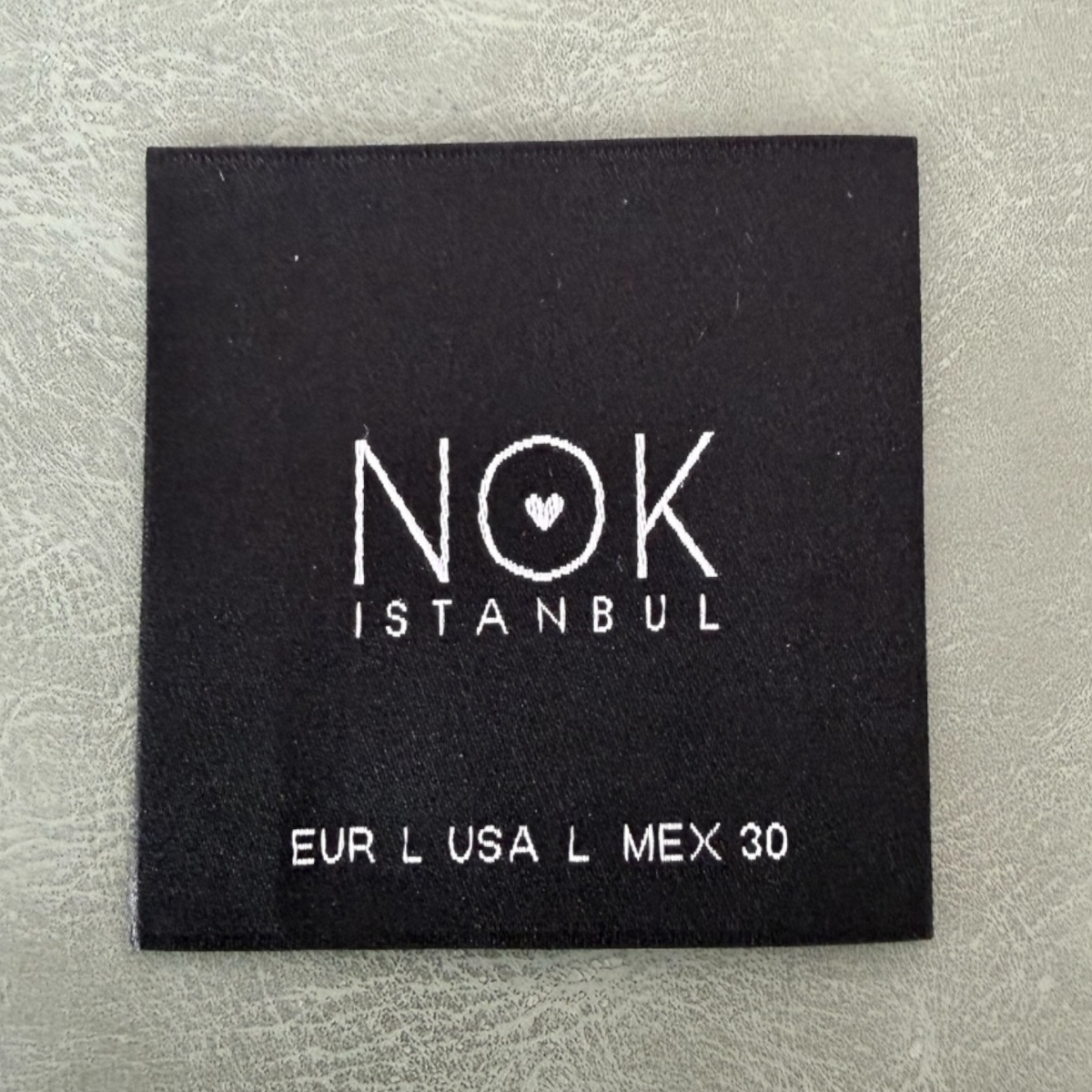Jacquard woven label LBL 0035 5 x 5 cm – black with white letters, woven letters, soft premium design, with logo – 3 cm