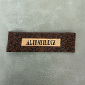 Jacquard woven label LBL 0042 6.5 x 2 cm – unique brand design with woven lettering, soft premium style, with logo