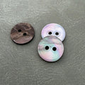 SHELL 02 BROWN – Brown mother-of-pearl button, 2 holes, flat, designer, natural