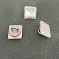 SHELL 03 WHITE – Луксозни квадратни седефени копчета Trocas със столче (shank), дизайнерски за мъжки и дамски дрехи