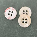 SHELL 05 WHITE – White mother-of-pearl button with 4 holes, wide rim, luxurious and natural