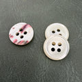 SHELL 07 WHITE – White mother-of-pearl shirt button with 4 holes, thin rim, luxurious and natural