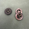 SHELL 11 BROWN – Brown mother-of-pearl button for men's clothing with 4 holes, wide rim, luxurious and natural