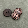 SHELL 13 BROWN – Luxury mother-of-pearl Trocas buttons, fin-shaped, 2 holes, jewelry-style