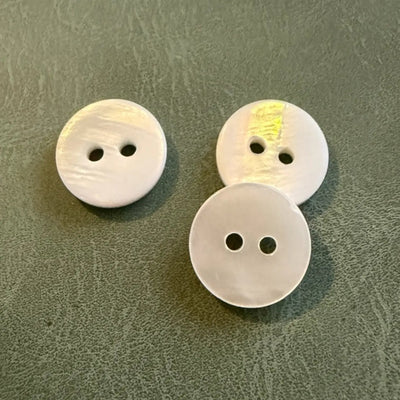 SHELL 19 WHITE – White river shell buttons for men's shirts, 2- hole, flat, natural and designer