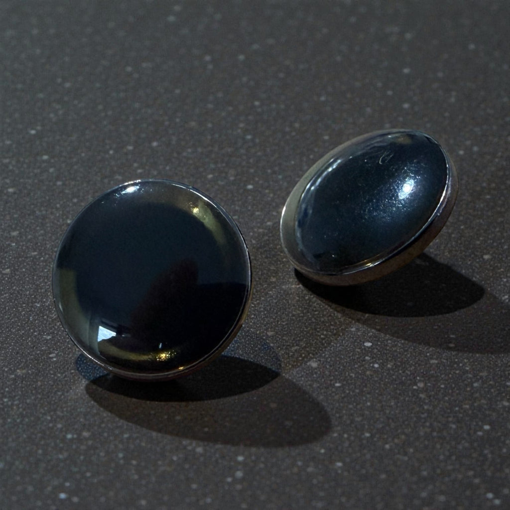 Luxury metal buttons 21441 – 15 mm black with glass effect