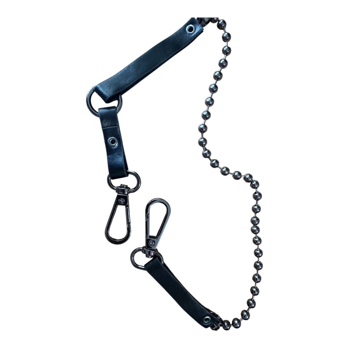 Многофункционална кожена каишка с карабинери HK55-1026 – 55 см Gun Metal