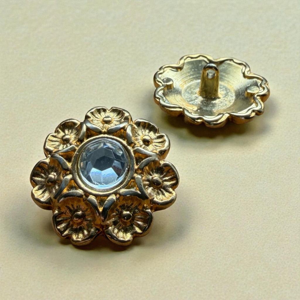 Luxury metal buttons 27598 Col 0002 – 28 mm gold with a crystal