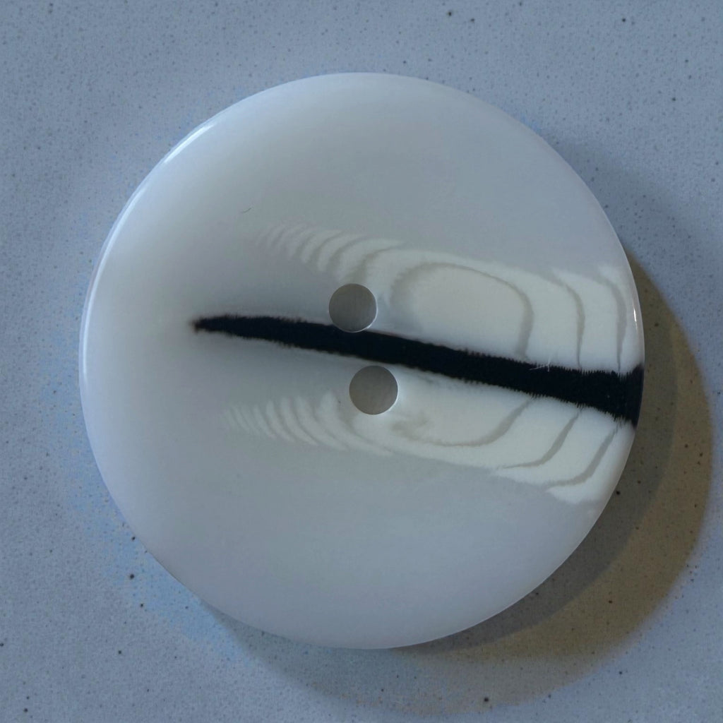Melange polyester buttons PG 291 Col 4 – glossy white with a black stripe