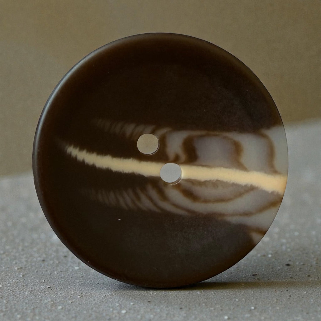 Melange polyester buttons with stripe PG 292 Col 2 – matte brown