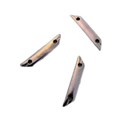 Metalletiketten E-2298 Gun Metal 2 x 0.4 cm – mit spitzen Enden, für Laserbranding