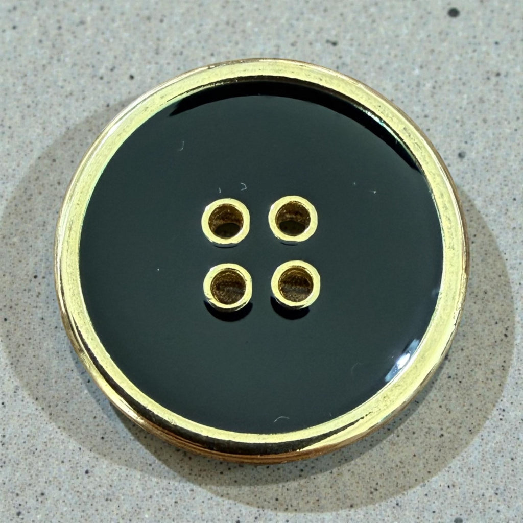 Gold metal buttons with black enamel 34027 Col 0220 – 22 mm designer model