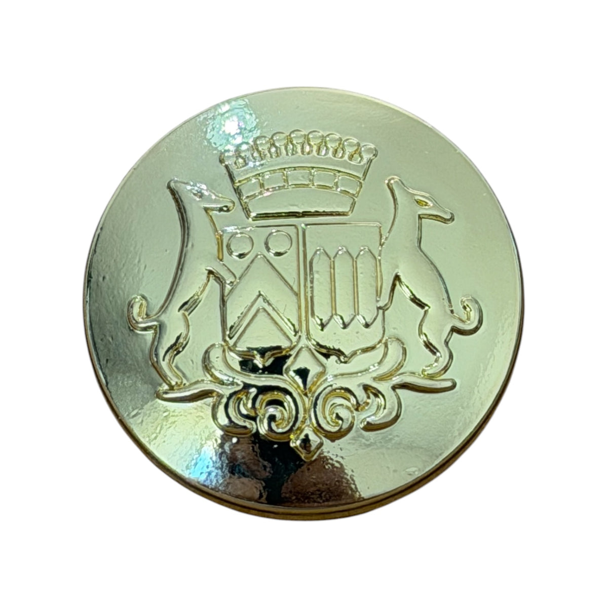 Gold buttons MC 2110 Col E109 – 22 mm with crest for suits and coats