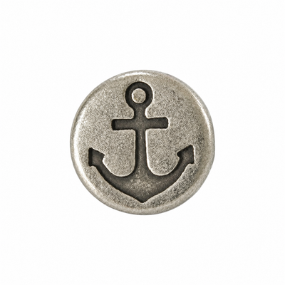 Metal shirt buttons with anchor design DDM 1079 – 9 mm antique silver