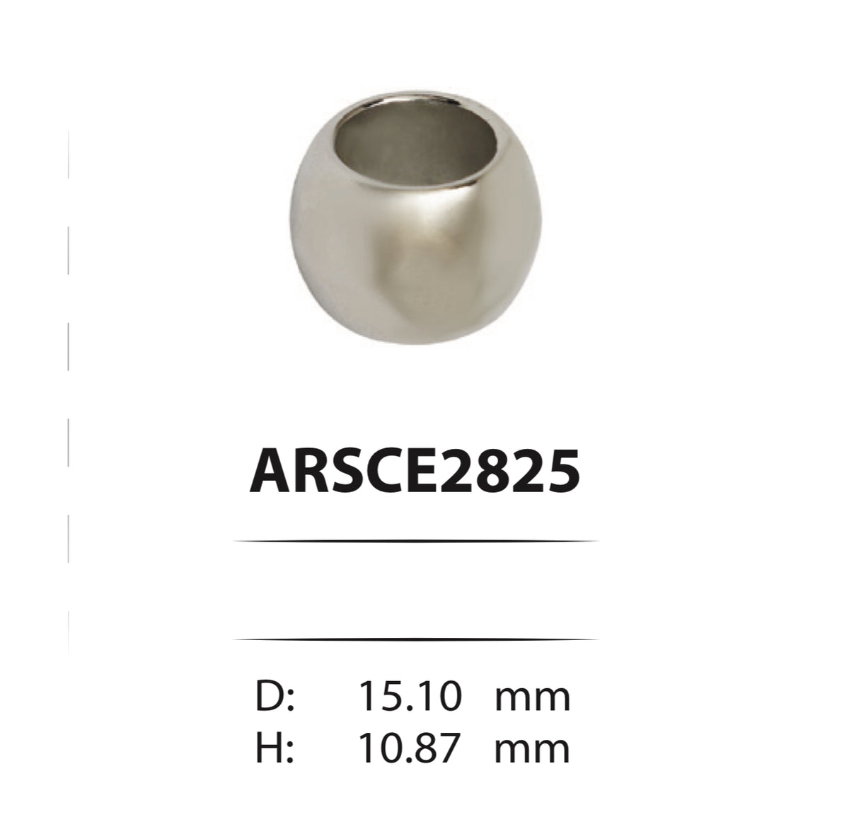 Metal cord ends for drawstrings and elastic bands 2825 – width 15 mm, length 10 mm, ball-shaped