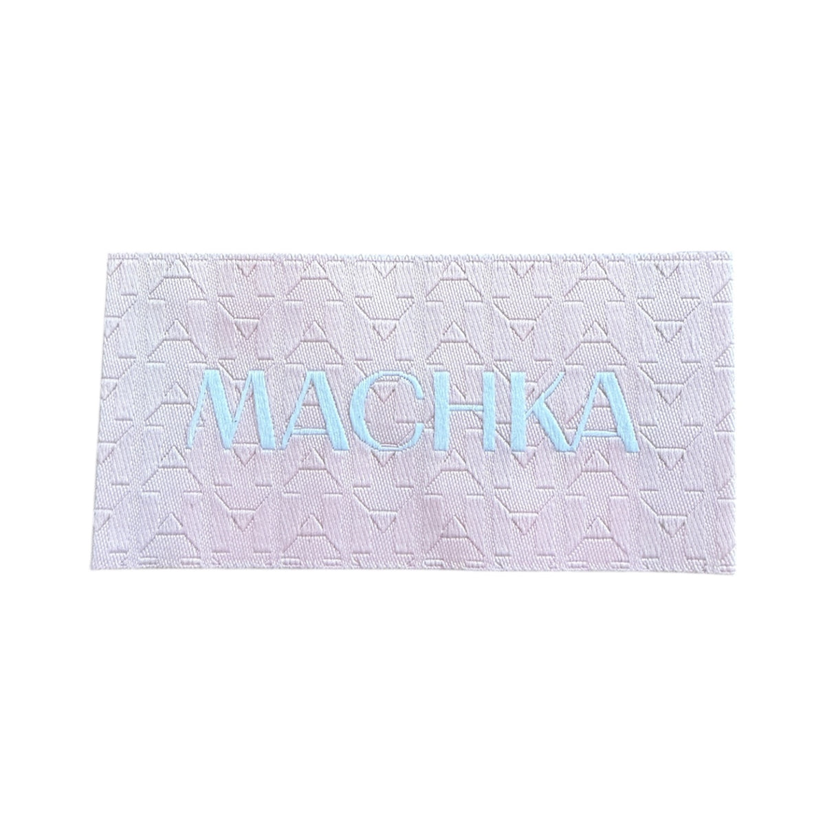 Woven label 8 cm x 4 cm – with design and logo