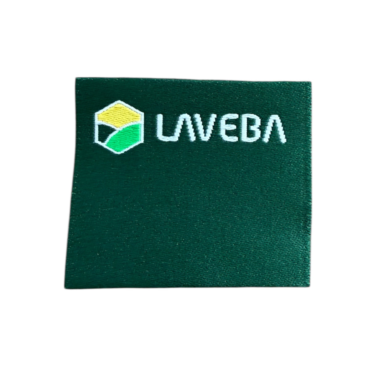 Woven label 3.4 cm x 4.4 cm - brand, logo