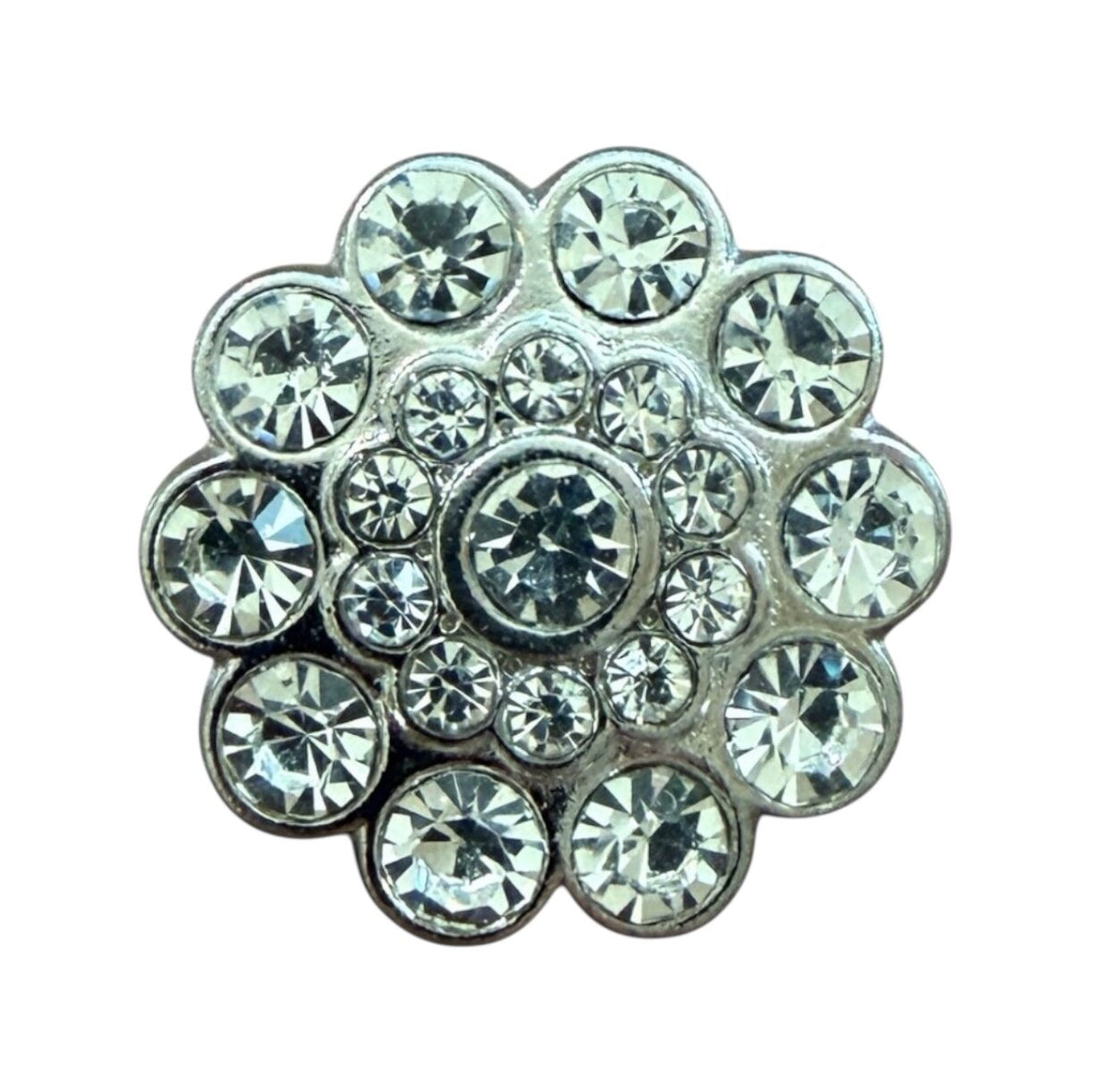 Luxury silver metal buttons with crystals ME9008 – 22 mm
