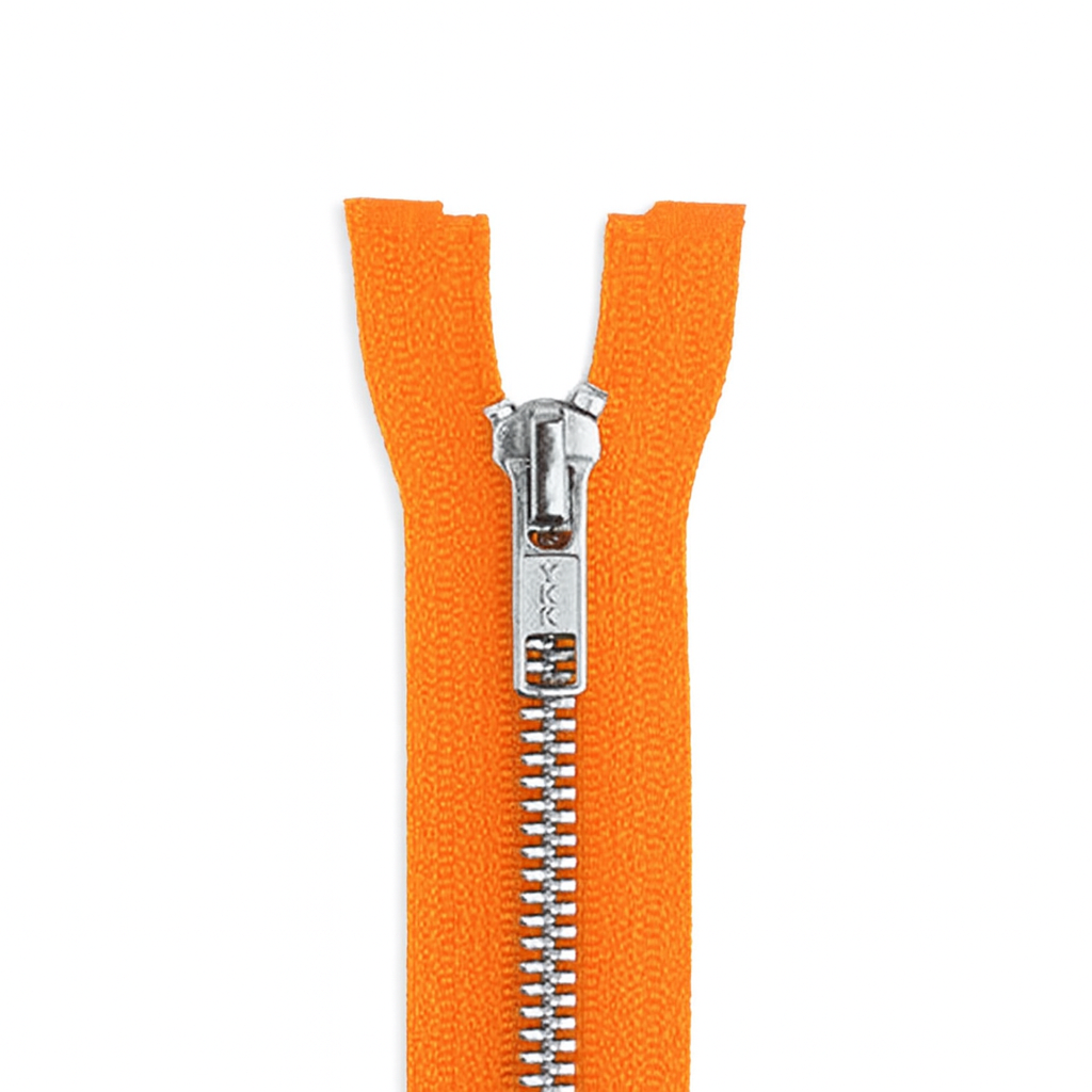 Non-separable metal zipper orange / silver teeth T5 PMZ0004