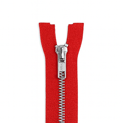 Metal zipper non-separable red / silver teeth T5 PMZ0005