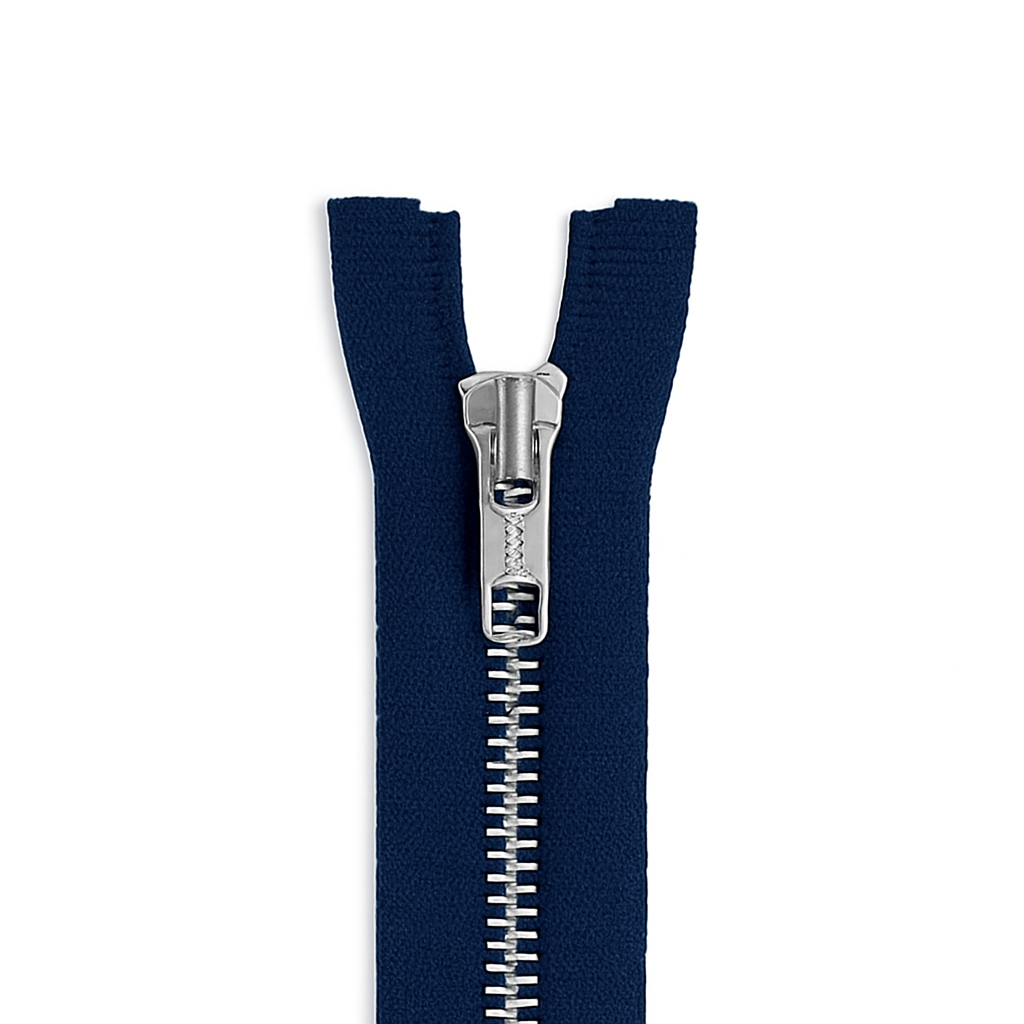 Non-separable metal zipper dark blue / silver teeth T5 PMZ0007