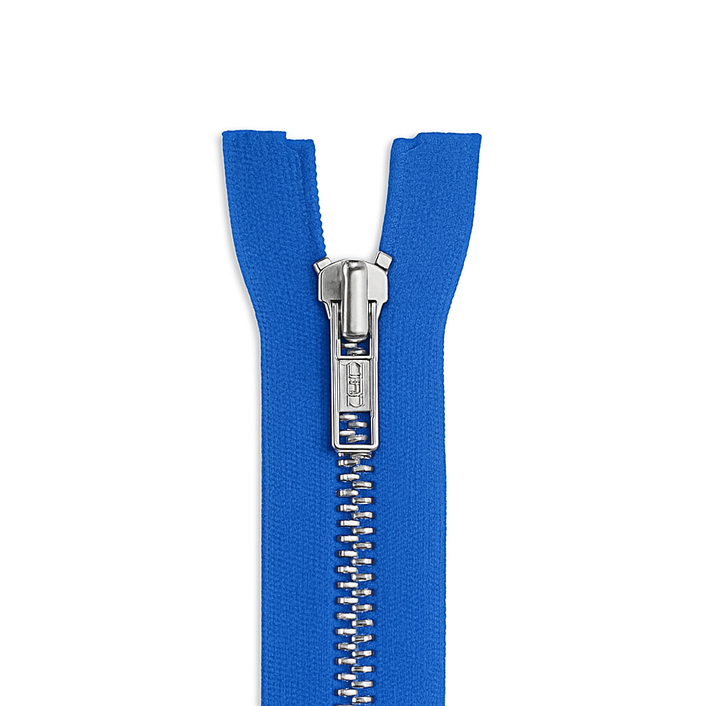 Metal zipper non-separable blue / silver teeth T5 PMZ0006