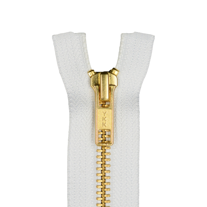 White non-separable metal zipper / gold teeth T5 PMZ1001