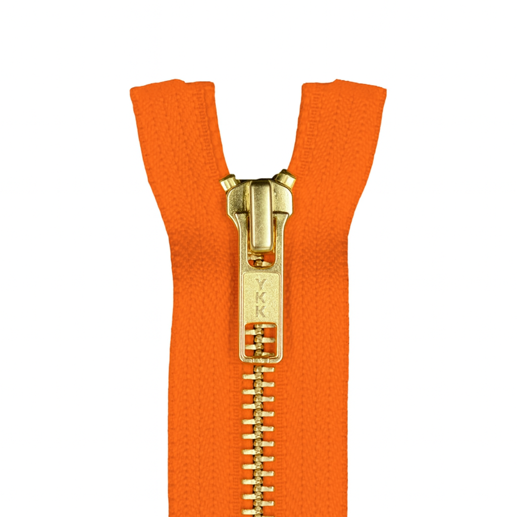Metal closed-end zipper orange / gold teeth T5 PMZ1004