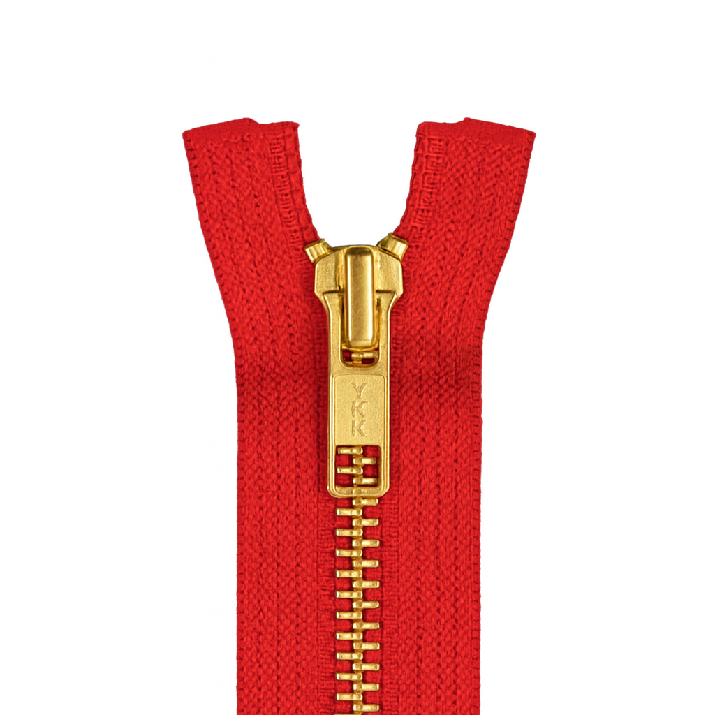Metal zipper non-separable red / gold teeth T5 PMZ1005