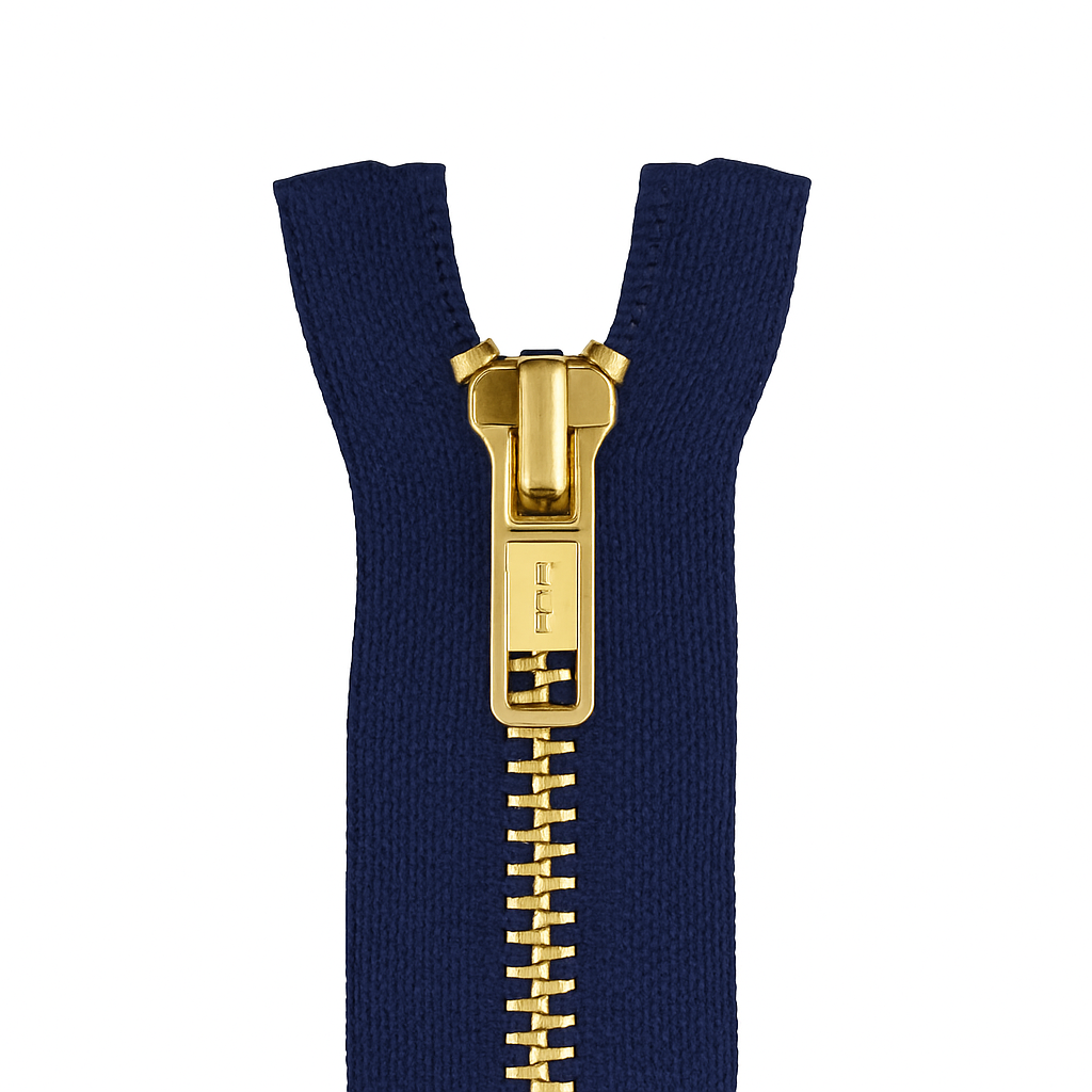 Metal zipper non-separable dark blue / gold teeth T5 PMZ1007