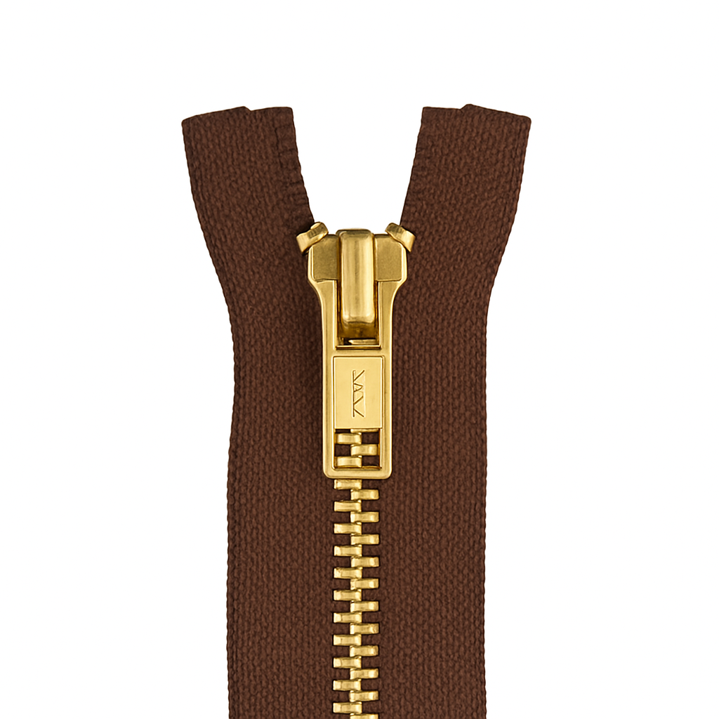 Non-detachable metal zipper brown / gold teeth T5 PMZ1008 – 30 cm