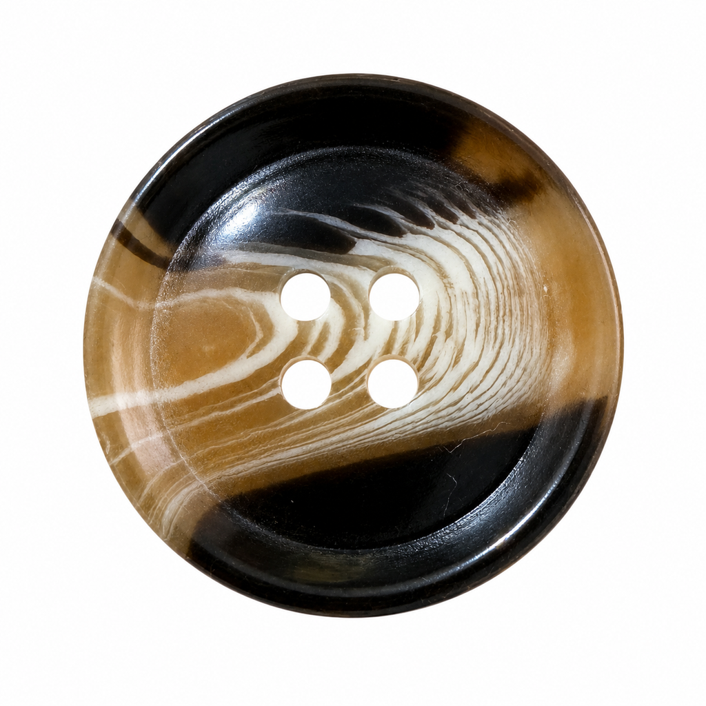 Polyester buttons MT 8822 – glossy brown caramelized with black effect (15, 18, 20, 22 and 25 mm)