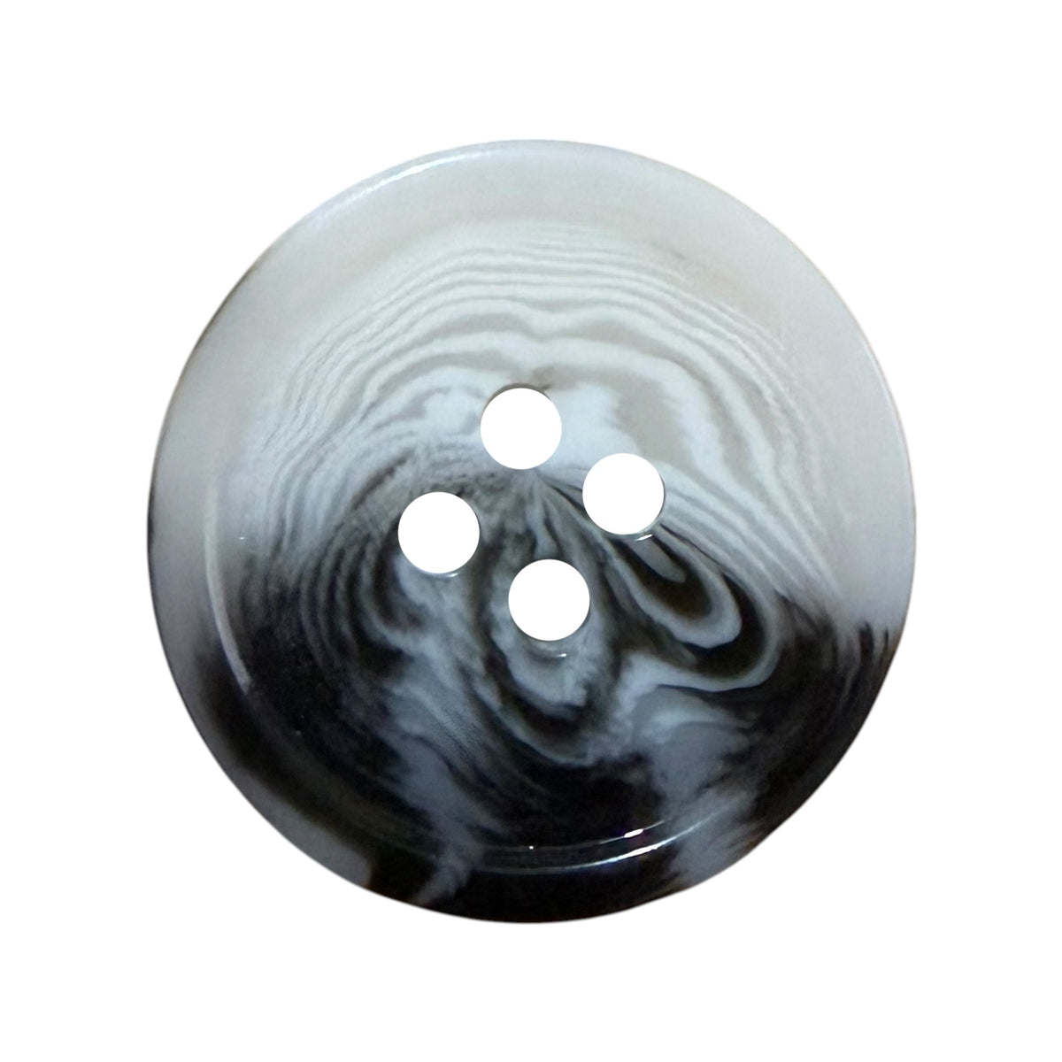 Polyester buttons MT 882 9-1 – shiny white with black effect (15, 18, 20, 22 and 25 mm)