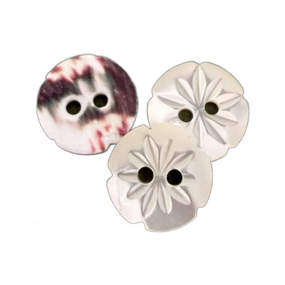SHELL 12 WHITE – Botões de madrepérola Trocas de luxo em forma de flor, 2 furos, tipo joia